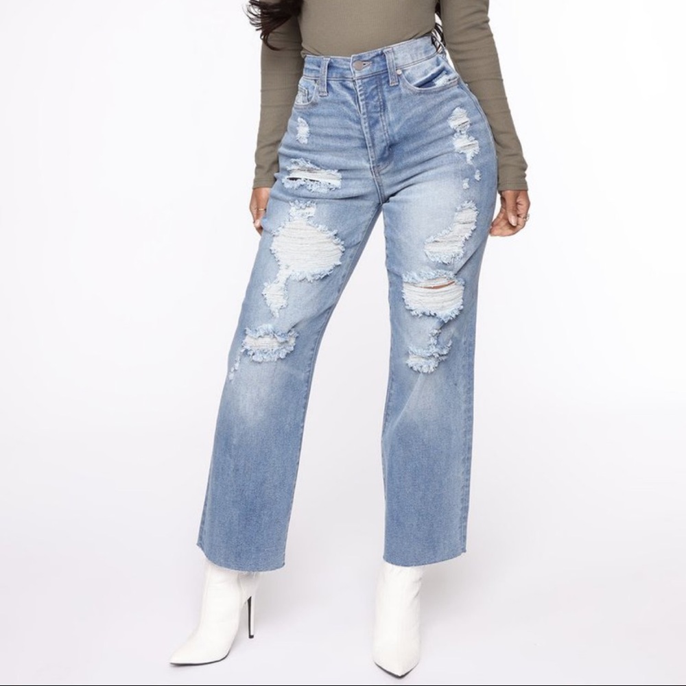 Fashion Nova Distressed Mom Jeans